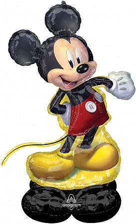 Шар Ходячая фигура, Микки Маус, черный с золотым
