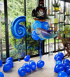 Сет воздушных шаров с акулой на день рождения