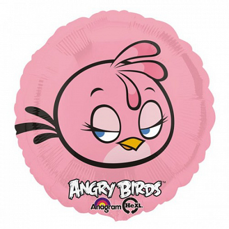 Воздушный шар круг, Angry Birds, Розовая