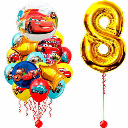 Композиция фольгированных шаров Тачки, С Днем рождения