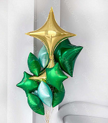 Звездный фонтан из зеленых шаров 