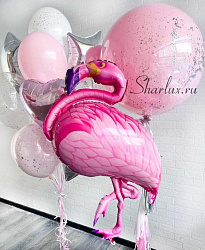 Букет гелиевых шаров для детей , Розовый фламинго