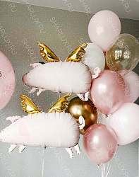 Розовый фонтан воздушных шаров