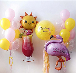 Сет воздушных шаров для девочки, Солнечный Фламинго