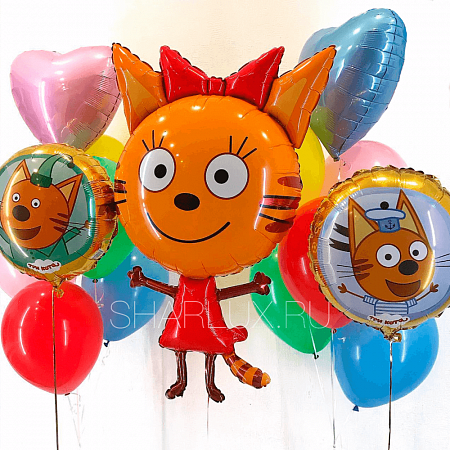 Композиция воздушных шаров с рисунком "Карамелька и друзья"