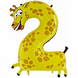 Шар цифра 2 Жираф, 102 см