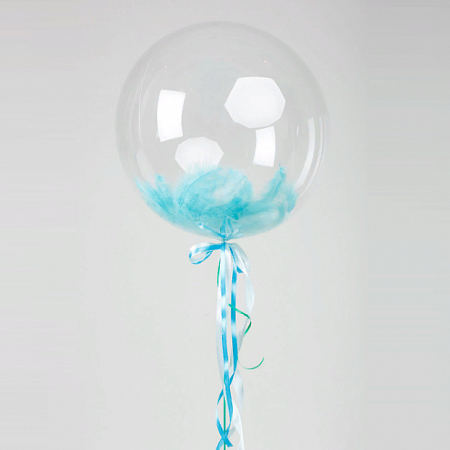 Воздушный шар с перьями Bubble, бирюзовый