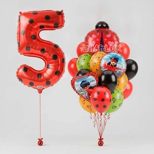 Фонтан шаров Леди Баг, на 5 лет для дочки