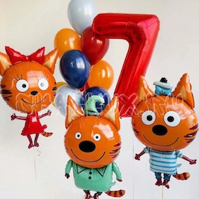 Композиция шаров на 7 лет, Котики