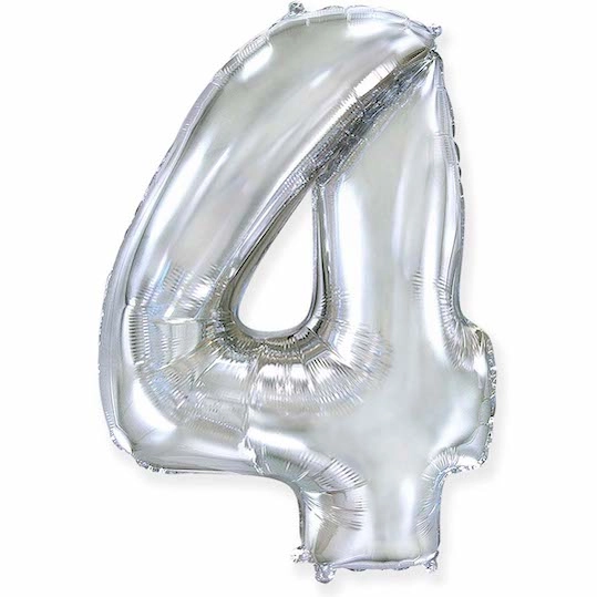 Шар цифра 4 , серебро