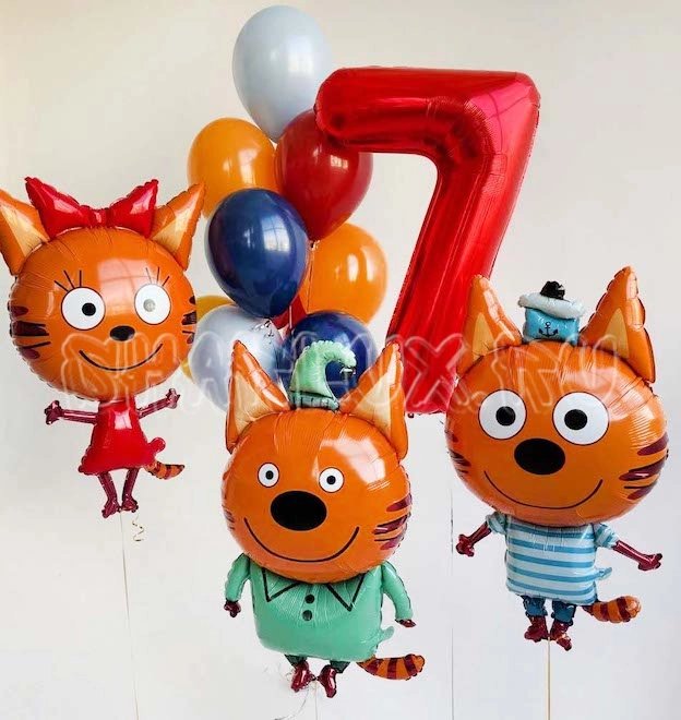 Композиция шаров на 7 лет, Котики