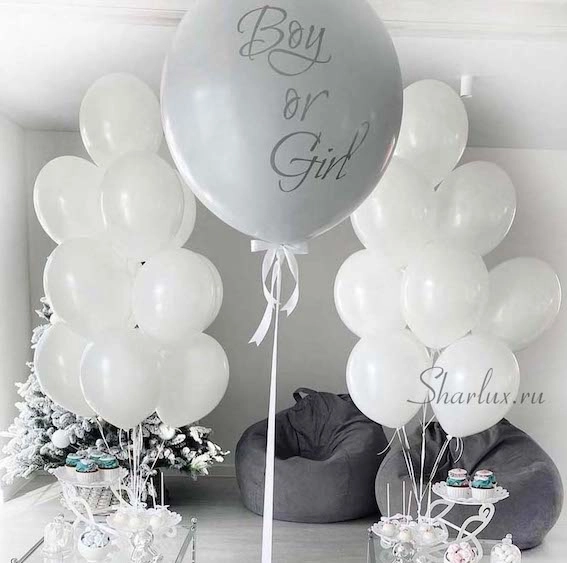 Белоснежная композиция шаров, Boy or Girl