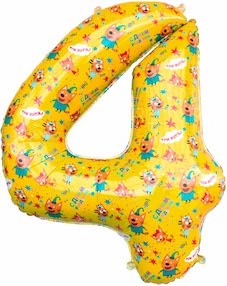 Шар Цифра 4  Три Кота